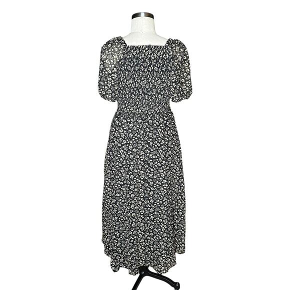 MADEWELL Seersucker Lucie Smocked Button Front Midi Dress Women's Size Small - Picture 3 of 8